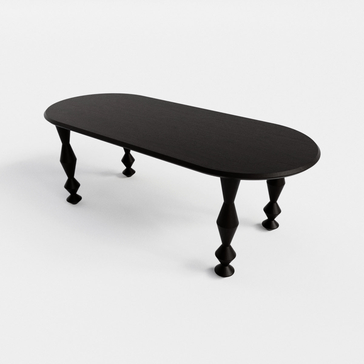 Statement black dining table made from oak