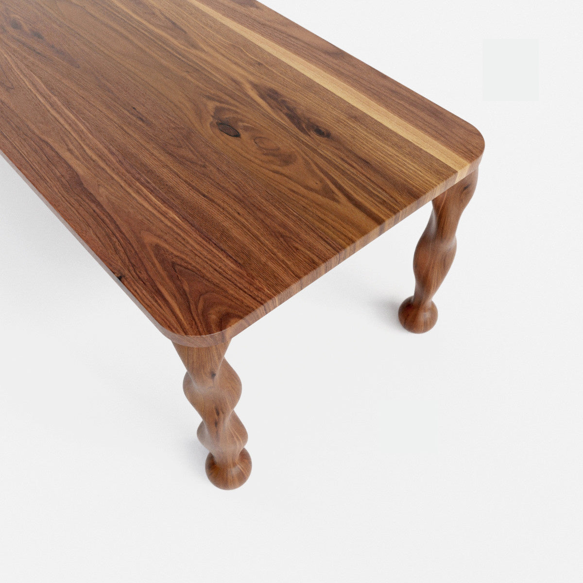 Top view of walnut dining table