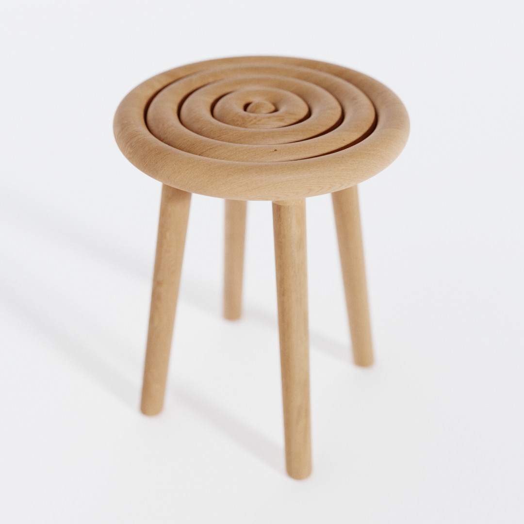 Ripple collection inspired by nature stool modern sophisticated round shapes oak