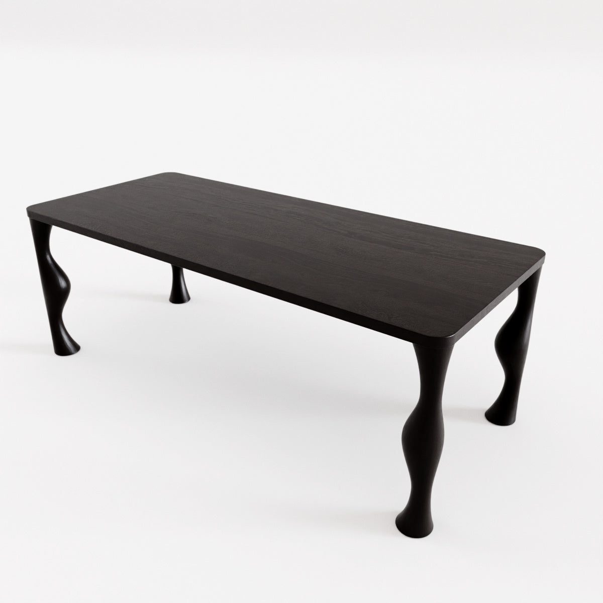 solid wood black dining table top view