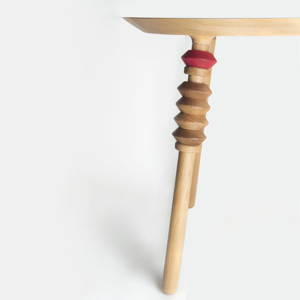 Playful wooden dining  table with solid wood beads. Inspired by Abacus.